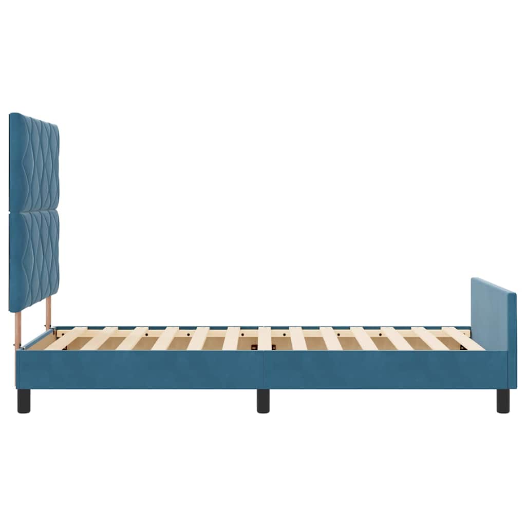 vidaXL Łóżko sprężynowe Ciemnoniebieski 90 x 190 cm Aksamit