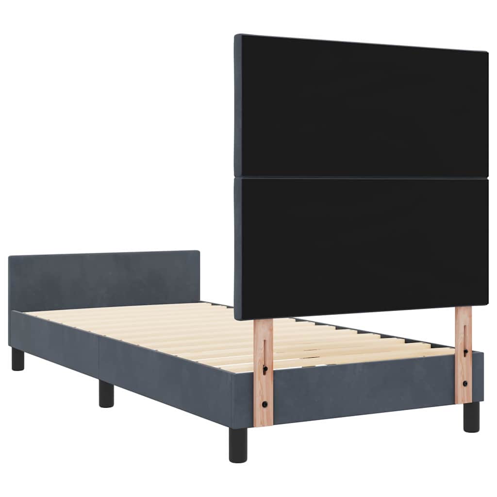 vidaXL Łóżko sprężynowe Z zagłówkiem ciemno szary 90 x 200 cm Aksamit