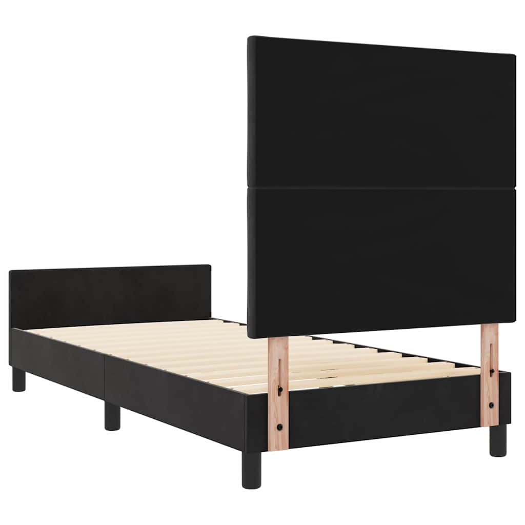 vidaXL Łóżko sprężynowe Z zagłówkiem Czarny 90 x 200 cm Aksamit