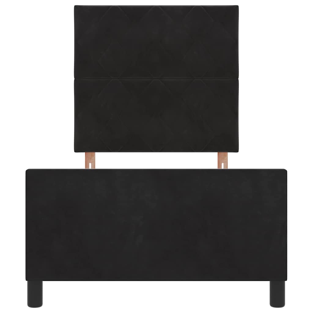 vidaXL Łóżko sprężynowe Z zagłówkiem Czarny 90 x 200 cm Aksamit