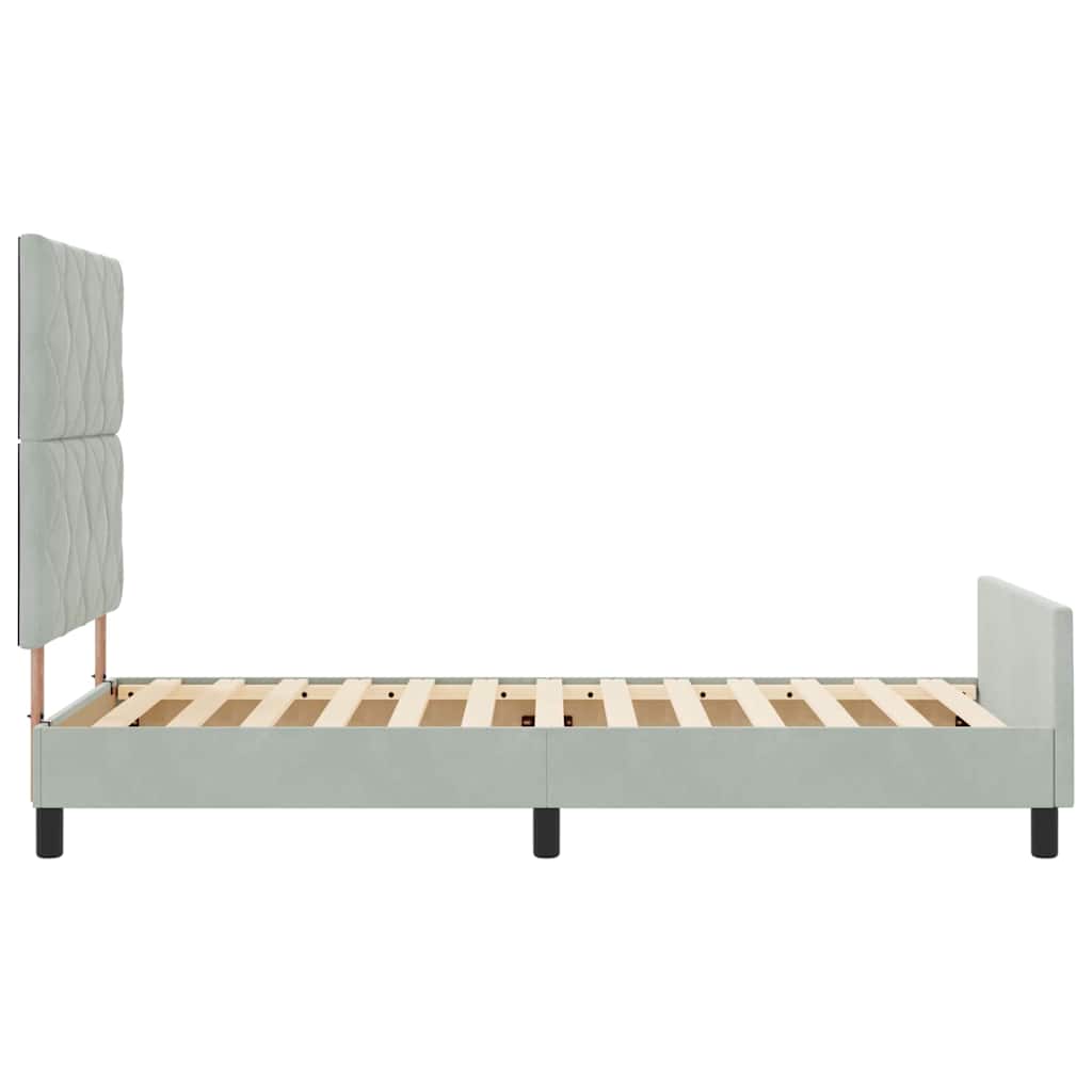 vidaXL Łóżko sprężynowe Z zagłówkiem Jasnoszary 100 x 200 cm Aksamit