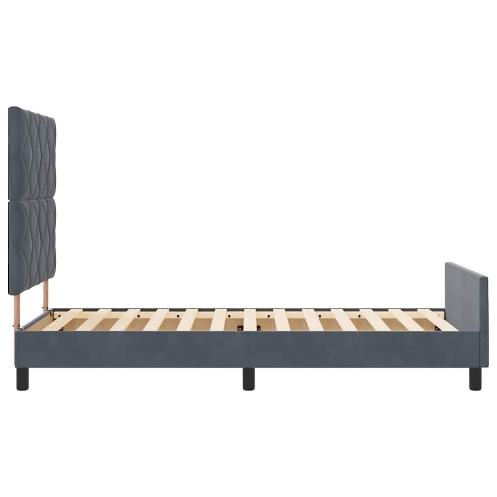 vidaXL Łóżko sprężynowe Z zagłówkiem ciemno szary 100 x 200 cm Aksamit