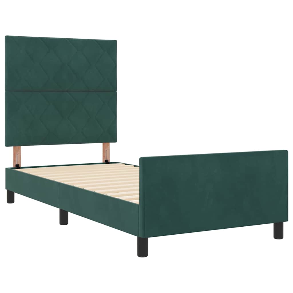 vidaXL Łóżko sprężynowe Ciemna zieleń 100 x 200 cm Aksamit