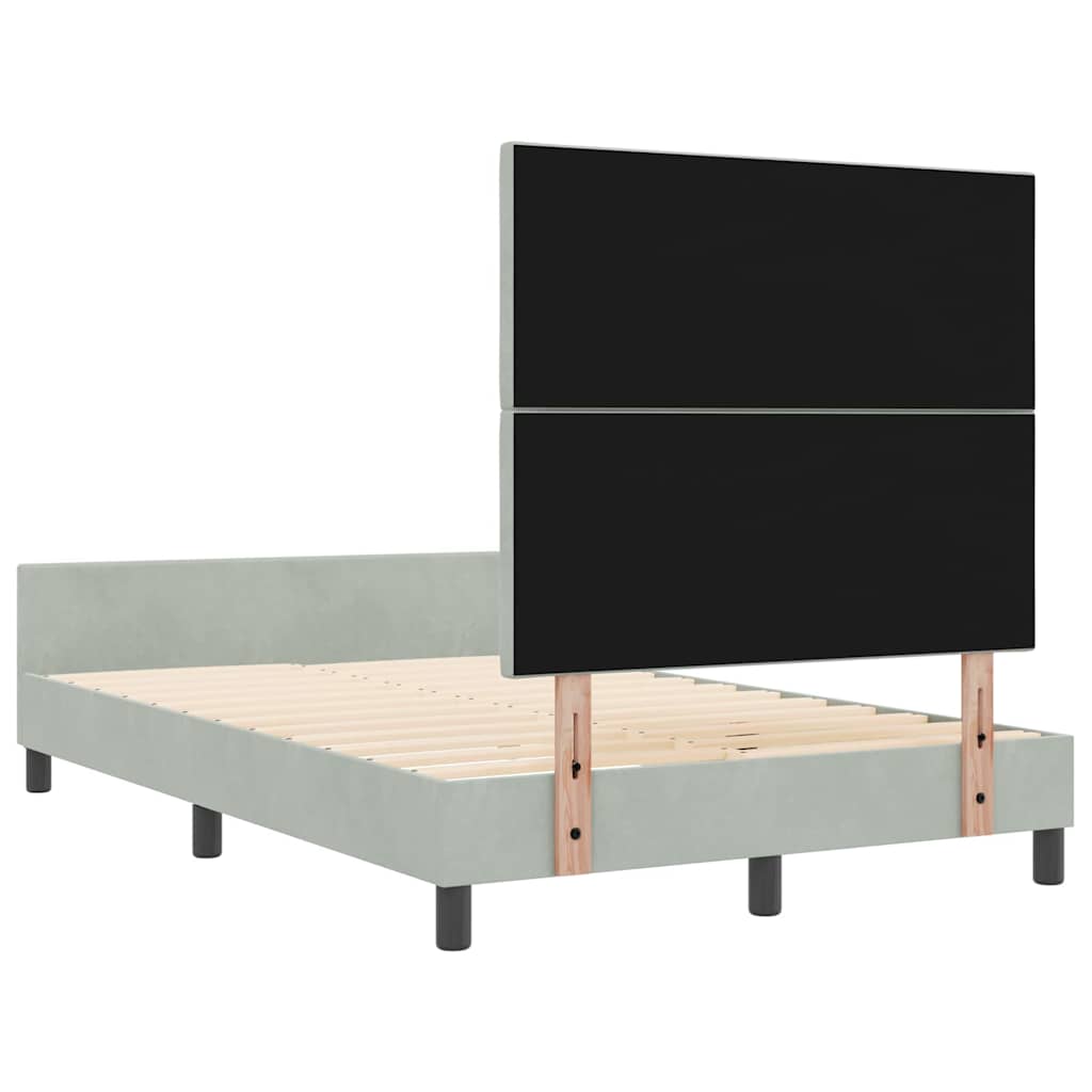vidaXL Łóżko sprężynowe Z zagłówkiem Jasnoszary 120 x 190 cm Aksamit