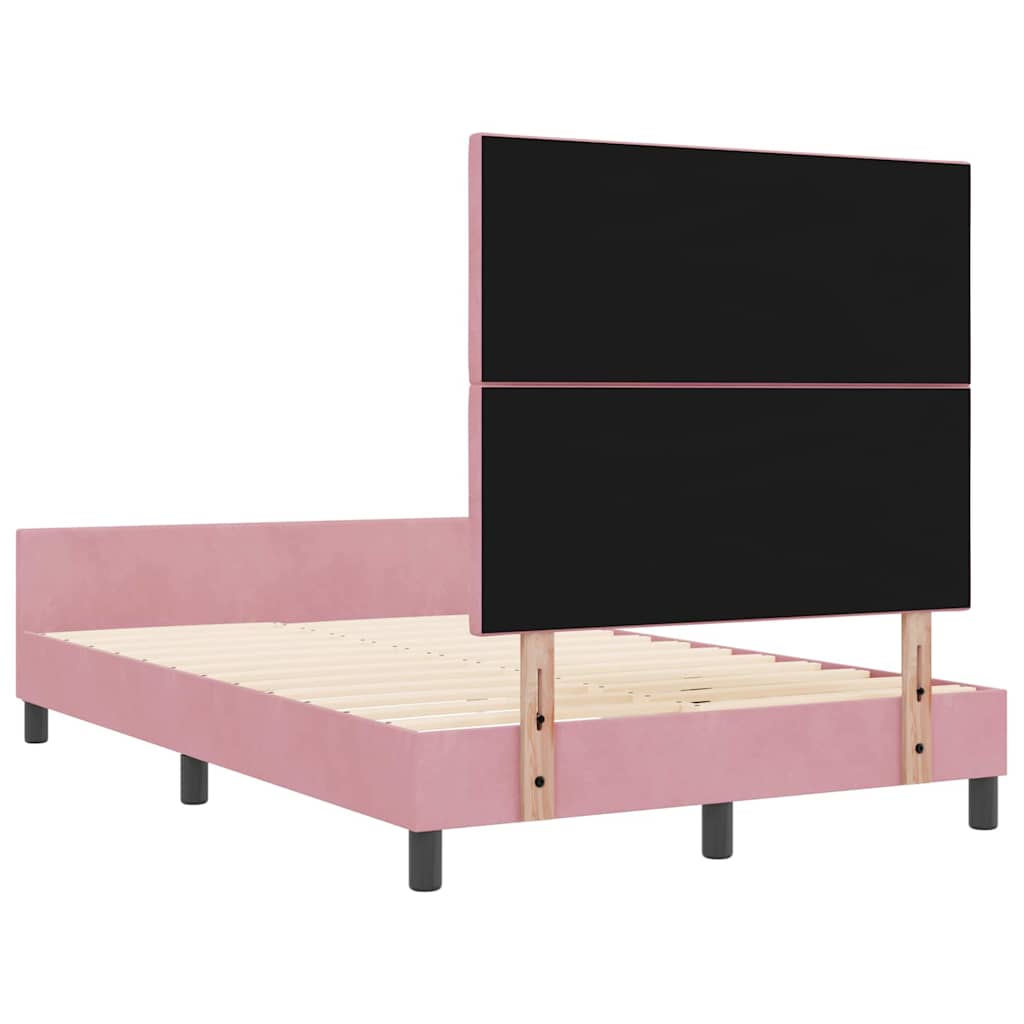vidaXL Łóżko sprężynowe Z zagłówkiem Różowy 120 x 190 cm Aksamit