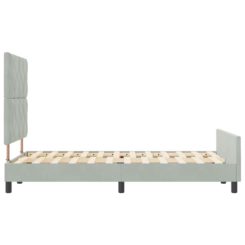 vidaXL Łóżko sprężynowe Z zagłówkiem Jasnoszary 120 x 200 cm Aksamit