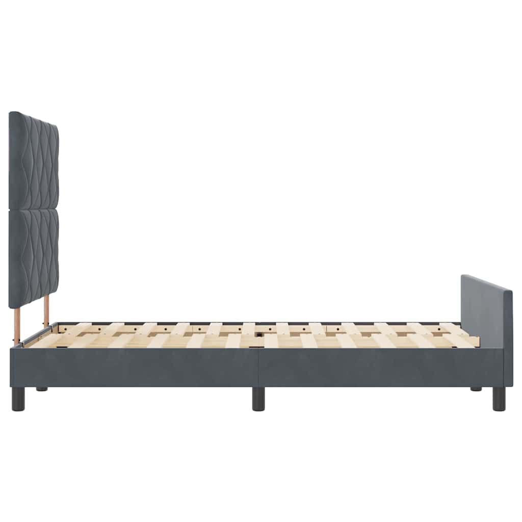 vidaXL Łóżko sprężynowe Z zagłówkiem ciemno szary 120 x 200 cm Aksamit