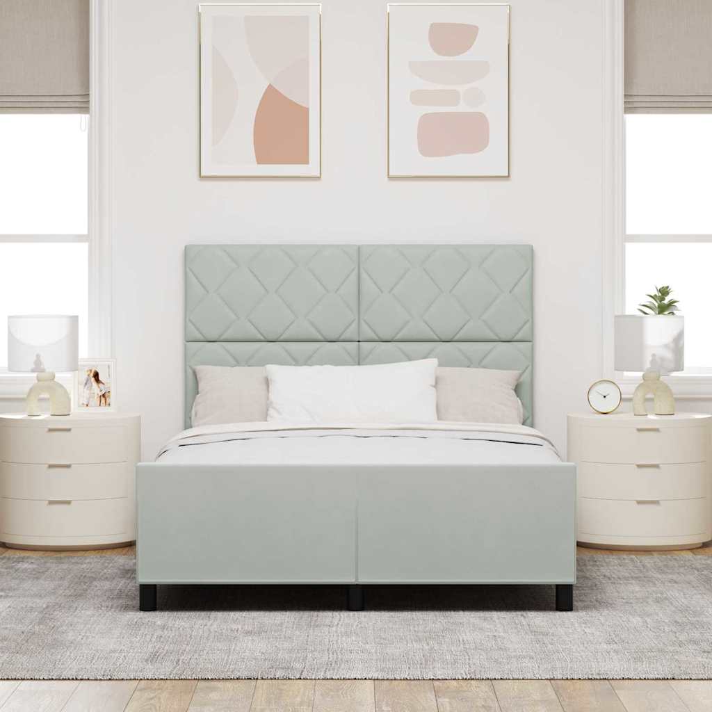 vidaXL Łóżko sprężynowe Z zagłówkiem Jasnoszary 160 x 200 cm Aksamit
