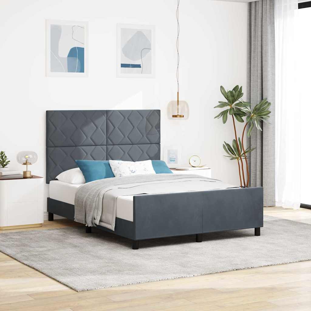 vidaXL Łóżko sprężynowe Z zagłówkiem ciemno szary 160 x 200 cm Aksamit