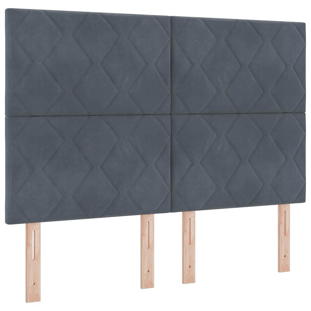 vidaXL Łóżko sprężynowe Z zagłówkiem ciemno szary 160 x 200 cm Aksamit