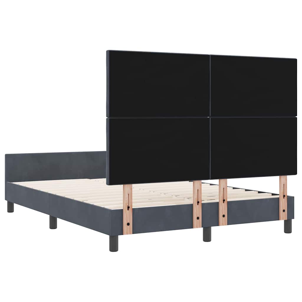 vidaXL Łóżko sprężynowe Z zagłówkiem ciemno szary 160 x 200 cm Aksamit
