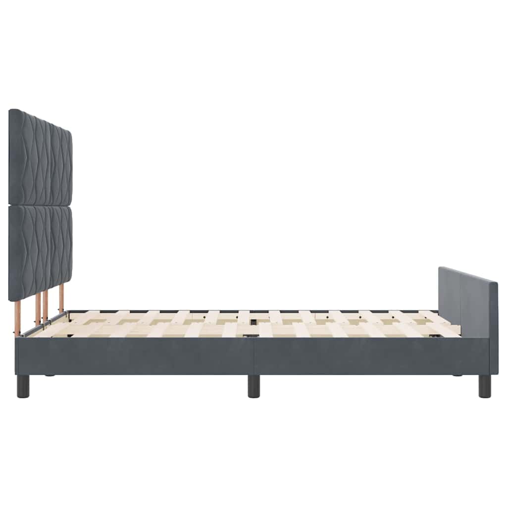 vidaXL Łóżko sprężynowe Z zagłówkiem ciemno szary 160 x 200 cm Aksamit