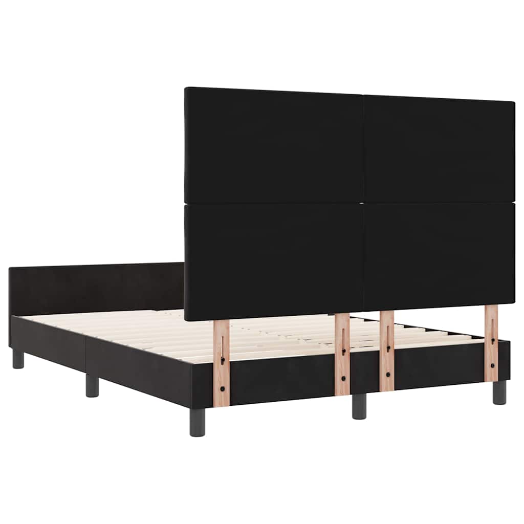 vidaXL Łóżko sprężynowe Z zagłówkiem Czarny 160 x 200 cm Aksamit