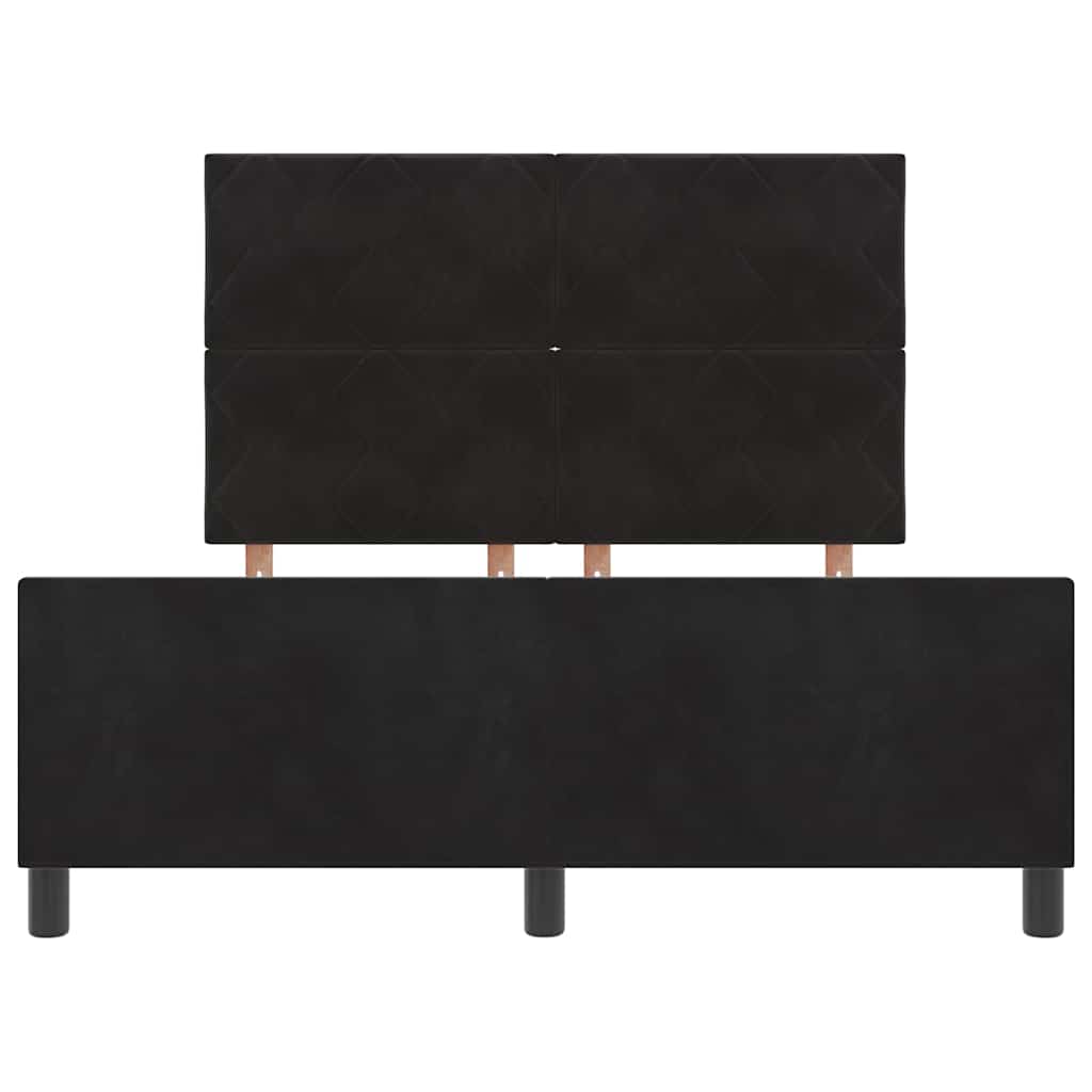 vidaXL Łóżko sprężynowe Z zagłówkiem Czarny 160 x 200 cm Aksamit