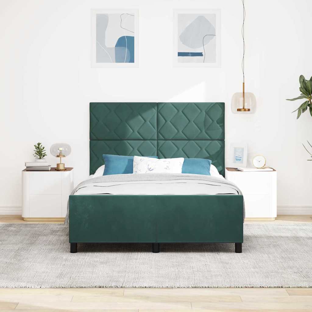 vidaXL Łóżko sprężynowe Ciemna zieleń 160 x 200 cm Aksamit