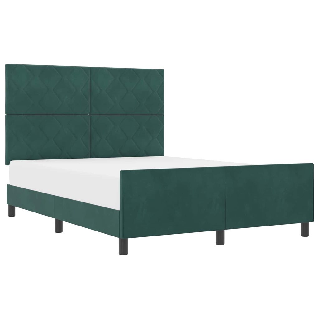 vidaXL Łóżko sprężynowe Ciemna zieleń 160 x 200 cm Aksamit