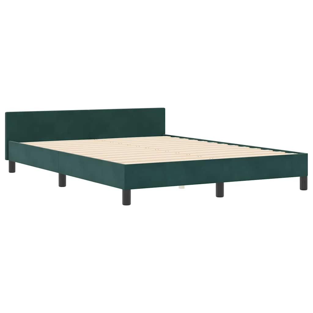 vidaXL Łóżko sprężynowe Ciemna zieleń 160 x 200 cm Aksamit