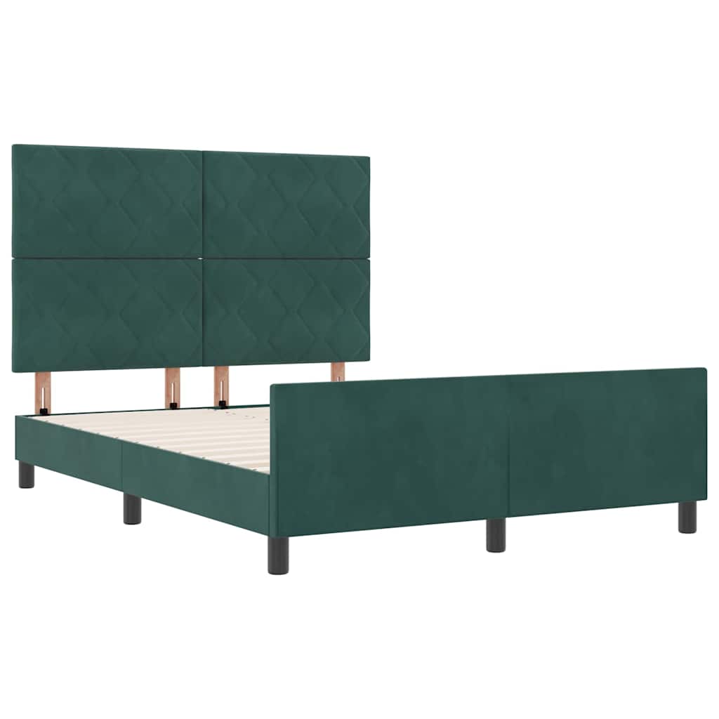 vidaXL Łóżko sprężynowe Ciemna zieleń 160 x 200 cm Aksamit