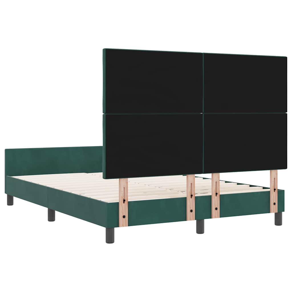vidaXL Łóżko sprężynowe Ciemna zieleń 160 x 200 cm Aksamit