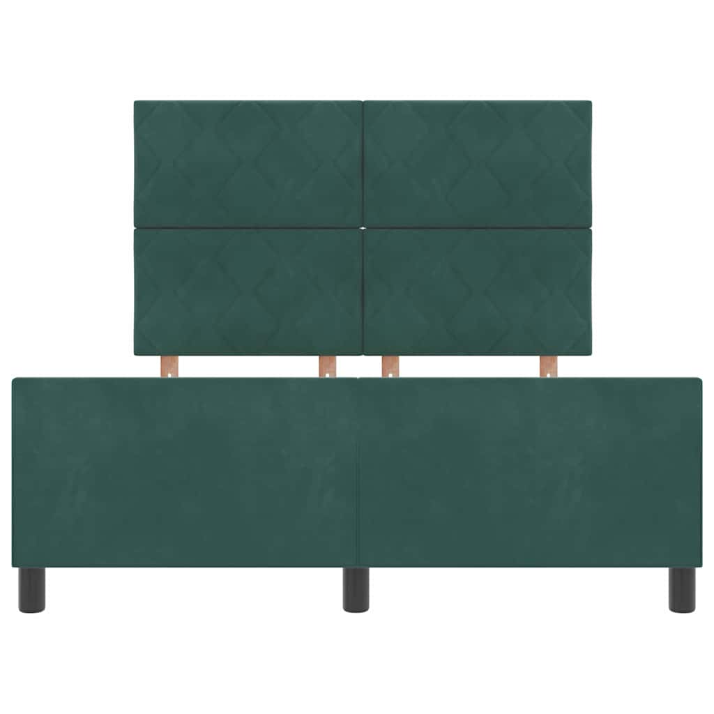 vidaXL Łóżko sprężynowe Ciemna zieleń 160 x 200 cm Aksamit