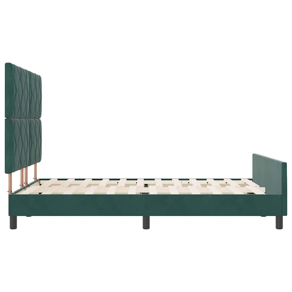 vidaXL Łóżko sprężynowe Ciemna zieleń 160 x 200 cm Aksamit