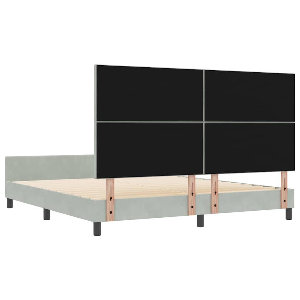 vidaXL Łóżko sprężynowe Z zagłówkiem Jasnoszary 180 x 200 cm Aksamit