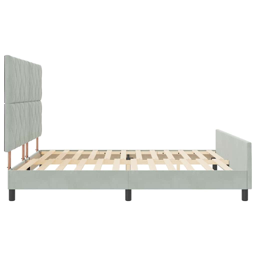 vidaXL Łóżko sprężynowe Z zagłówkiem Jasnoszary 180 x 200 cm Aksamit