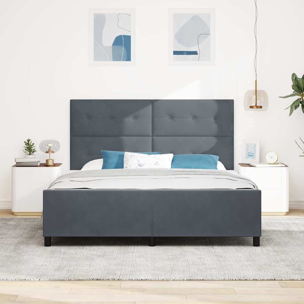 vidaXL Łóżko sprężynowe Z zagłówkiem ciemno szary 180 x 200 cm Aksamit