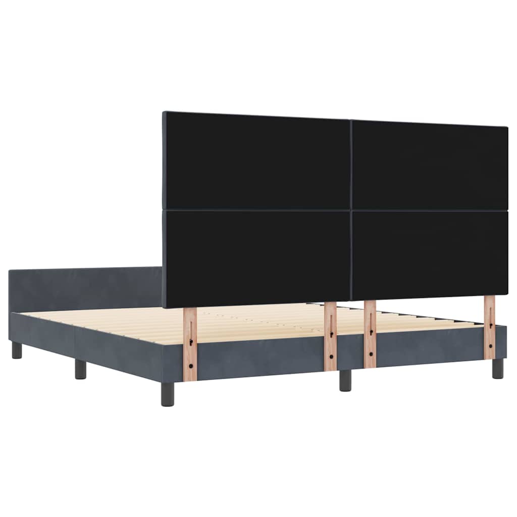 vidaXL Łóżko sprężynowe Z zagłówkiem ciemno szary 180 x 200 cm Aksamit