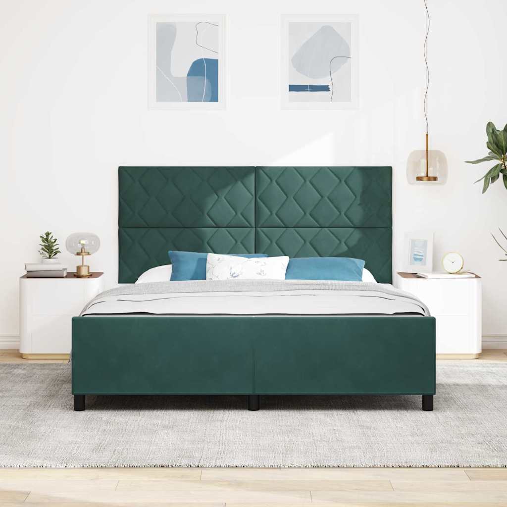 vidaXL Łóżko sprężynowe Ciemna zieleń 180 x 200 cm Aksamit