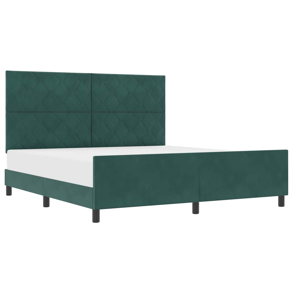 vidaXL Łóżko sprężynowe Ciemna zieleń 180 x 200 cm Aksamit