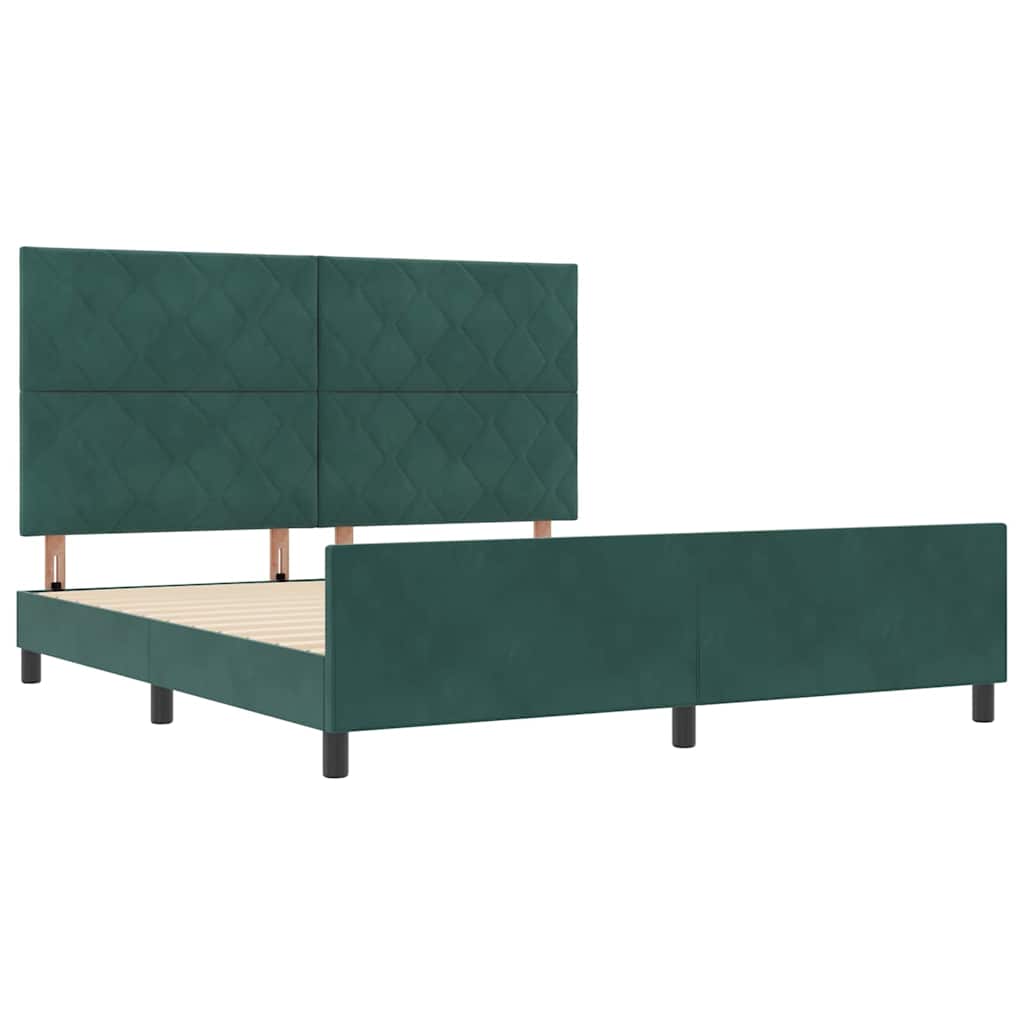 vidaXL Łóżko sprężynowe Ciemna zieleń 180 x 200 cm Aksamit