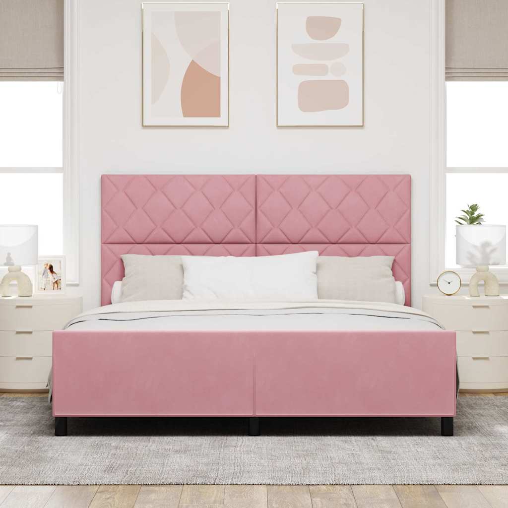 vidaXL Łóżko sprężynowe Z zagłówkiem Różowy 180 x 200 cm Aksamit