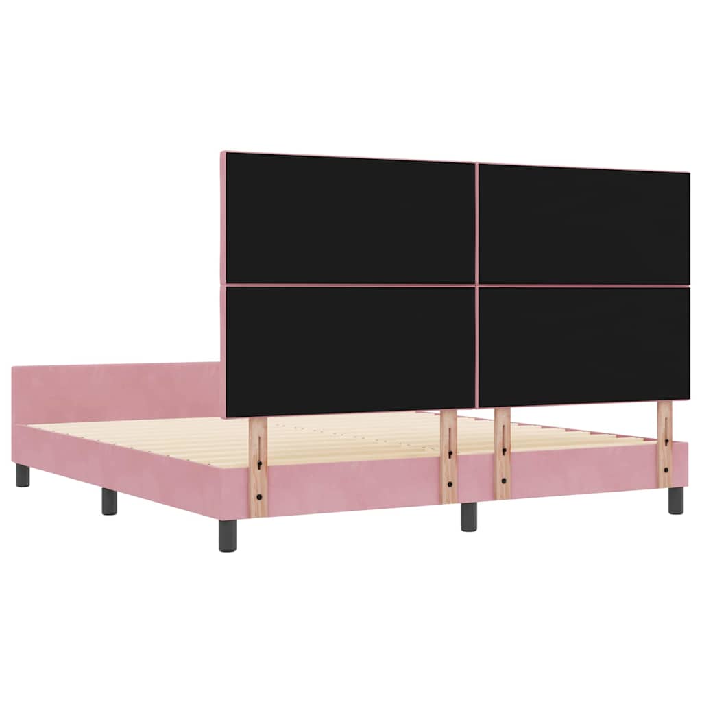 vidaXL Łóżko sprężynowe Z zagłówkiem Różowy 180 x 200 cm Aksamit
