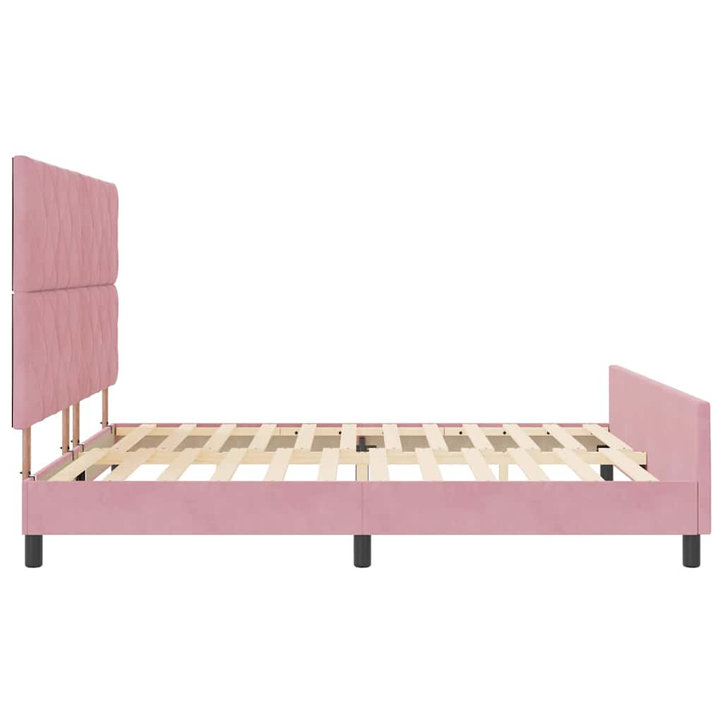 vidaXL Łóżko sprężynowe Z zagłówkiem Różowy 180 x 200 cm Aksamit