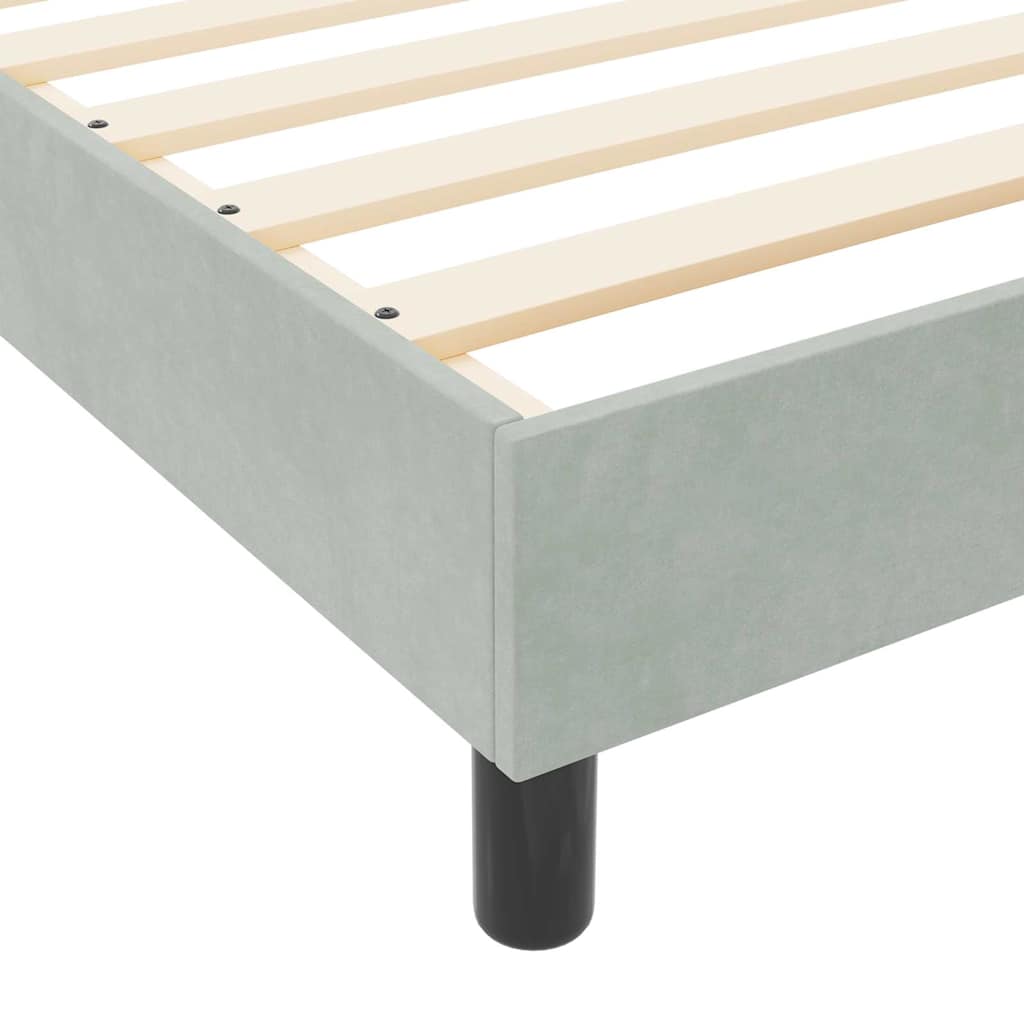 vidaXL Łóżko sprężynowe Z zagłówkiem Jasnoszary 200 x 200 cm Aksamit