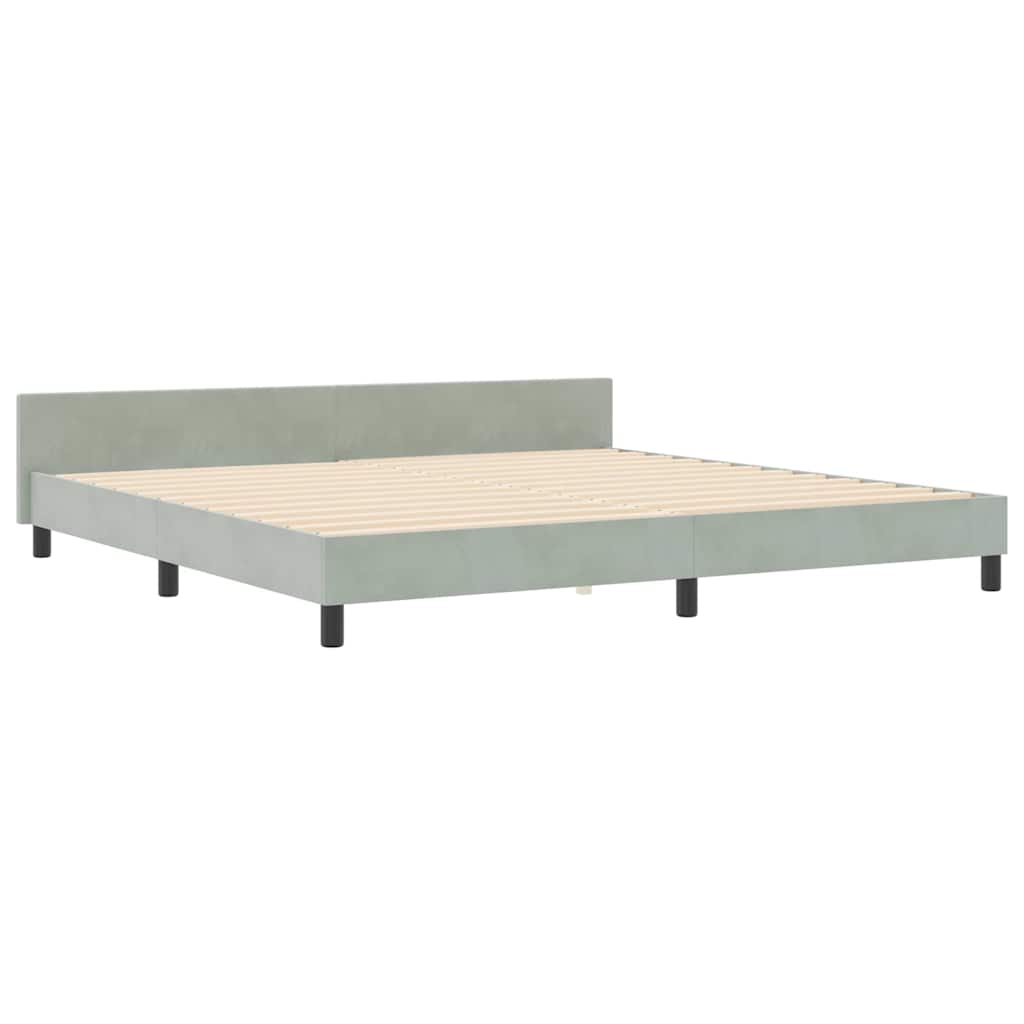 vidaXL Łóżko sprężynowe Z zagłówkiem Jasnoszary 200 x 200 cm Aksamit