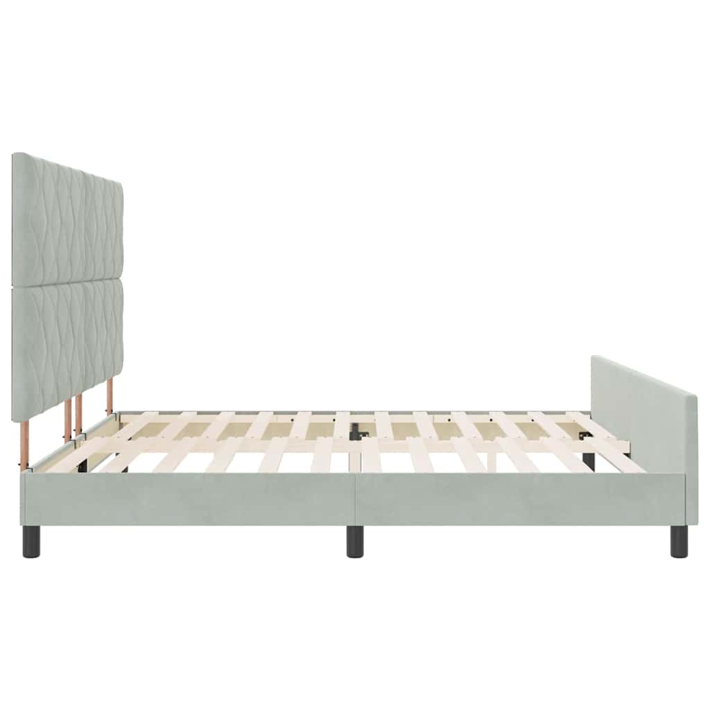 vidaXL Łóżko sprężynowe Z zagłówkiem Jasnoszary 200 x 200 cm Aksamit