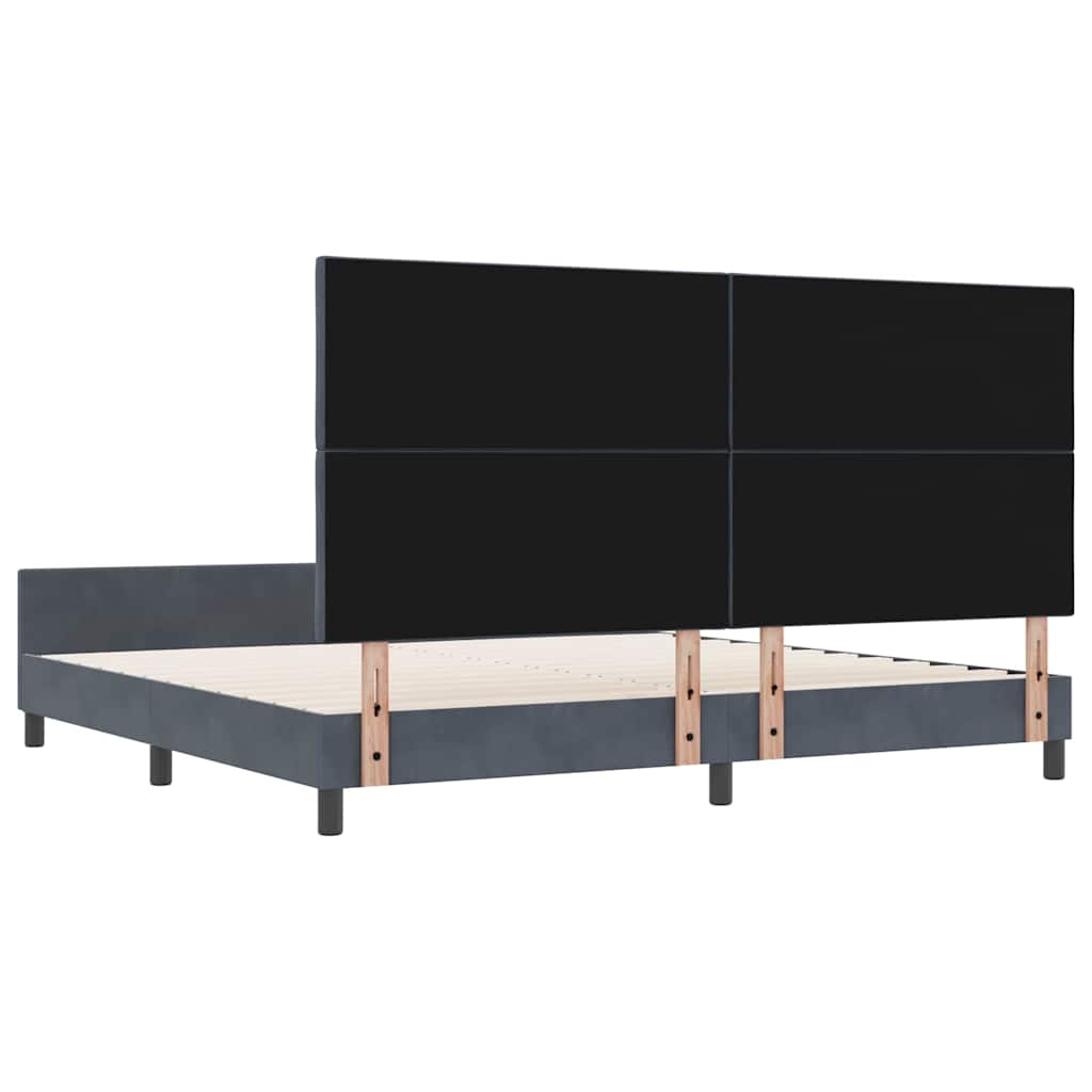 vidaXL Łóżko sprężynowe Z zagłówkiem ciemno szary 200 x 200 cm Aksamit