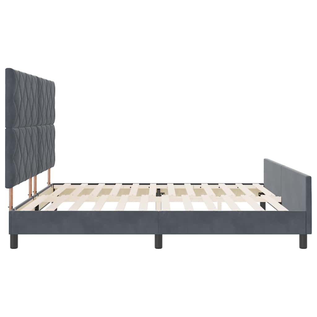 vidaXL Łóżko sprężynowe Z zagłówkiem ciemno szary 200 x 200 cm Aksamit