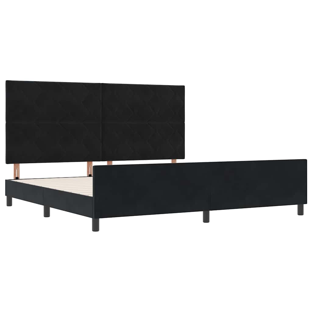 vidaXL Łóżko sprężynowe Z zagłówkiem Czarny 200 x 200 cm Aksamit