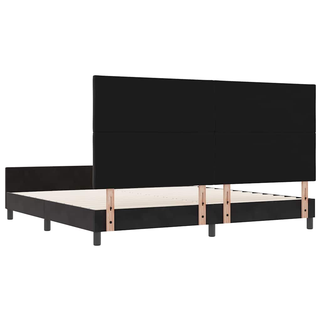 vidaXL Łóżko sprężynowe Z zagłówkiem Czarny 200 x 200 cm Aksamit