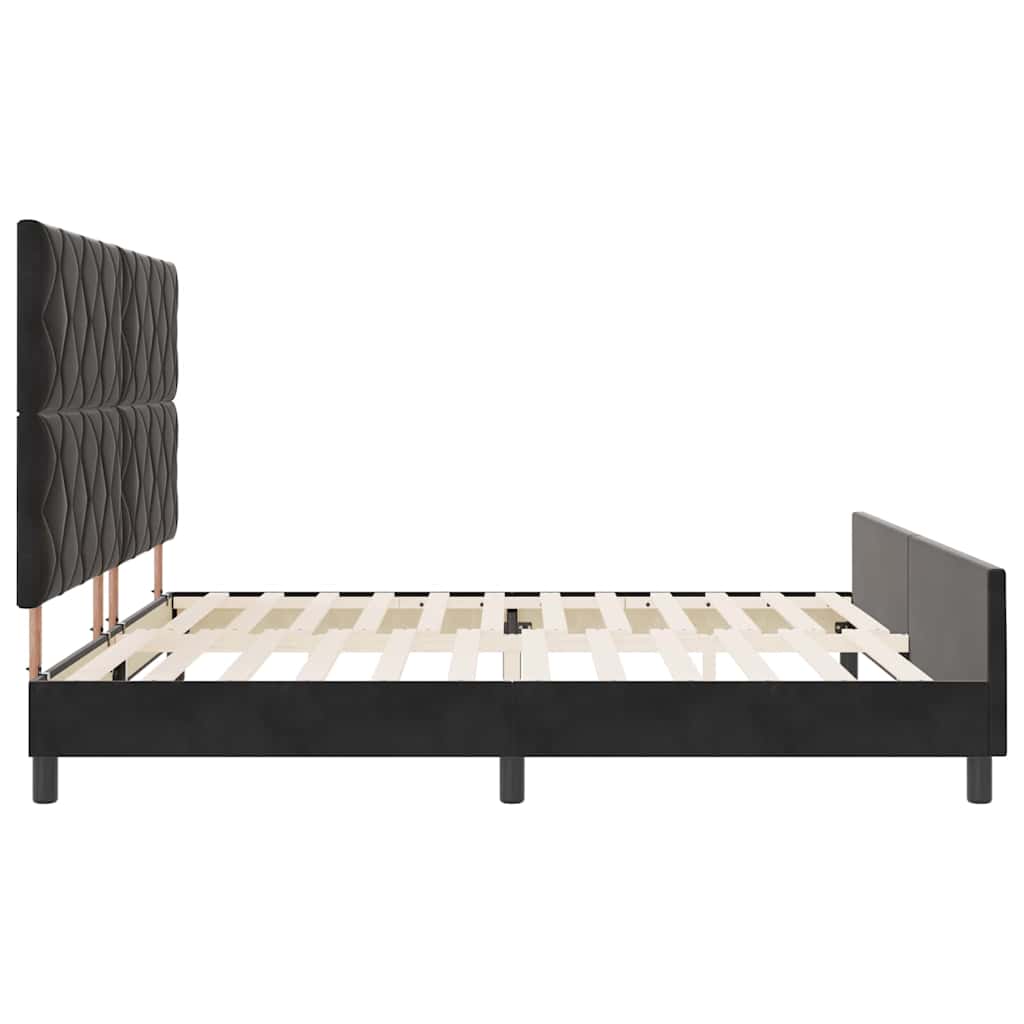 vidaXL Łóżko sprężynowe Z zagłówkiem Czarny 200 x 200 cm Aksamit