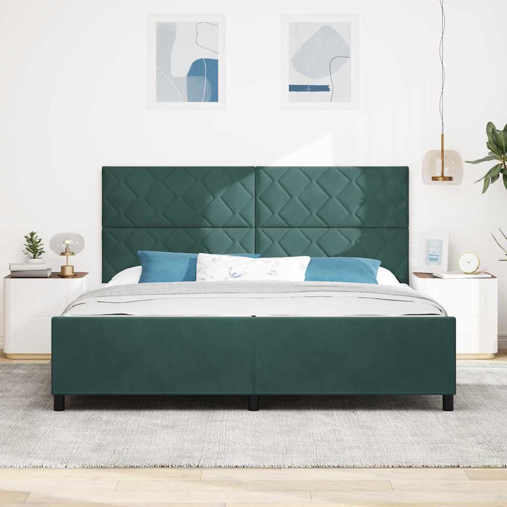 vidaXL Łóżko sprężynowe Ciemna zieleń 200 x 200 cm Aksamit