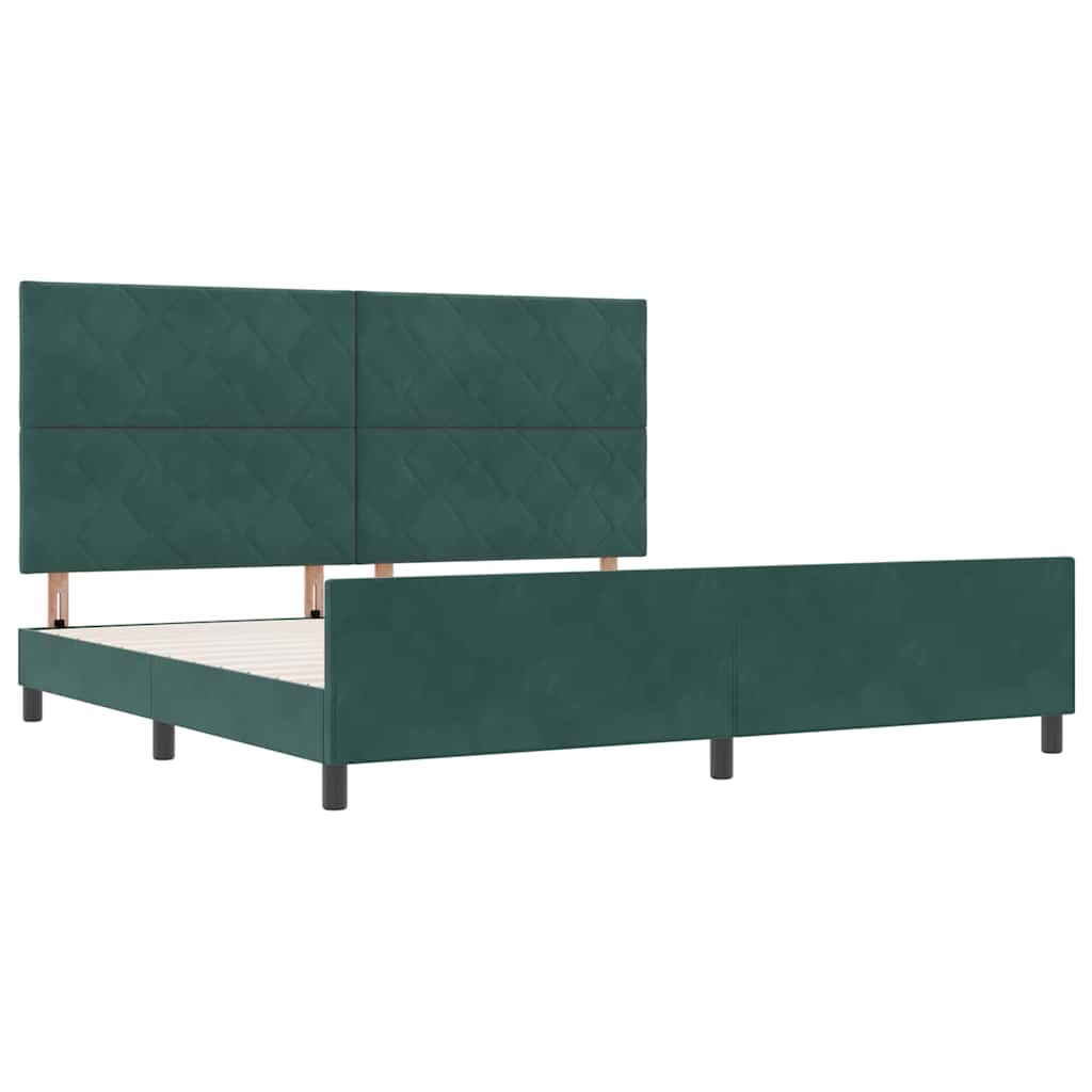 vidaXL Łóżko sprężynowe Ciemna zieleń 200 x 200 cm Aksamit