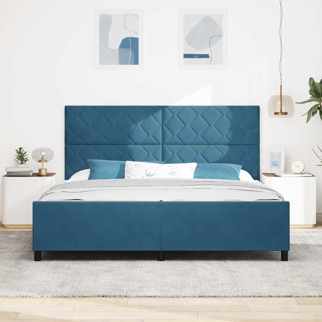 vidaXL Łóżko sprężynowe Ciemnoniebieski 200 x 200 cm Aksamit