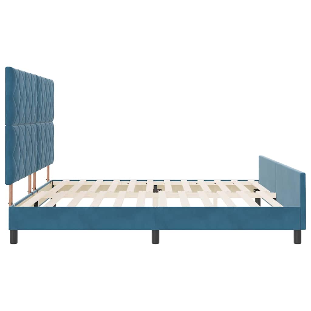 vidaXL Łóżko sprężynowe Ciemnoniebieski 200 x 200 cm Aksamit