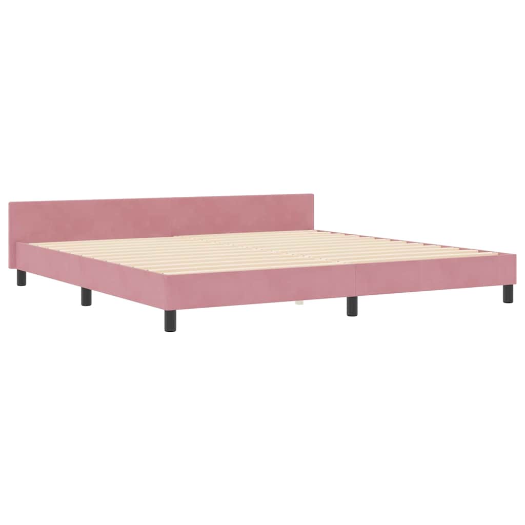 vidaXL Łóżko sprężynowe Z zagłówkiem Różowy 200 x 200 cm Aksamit