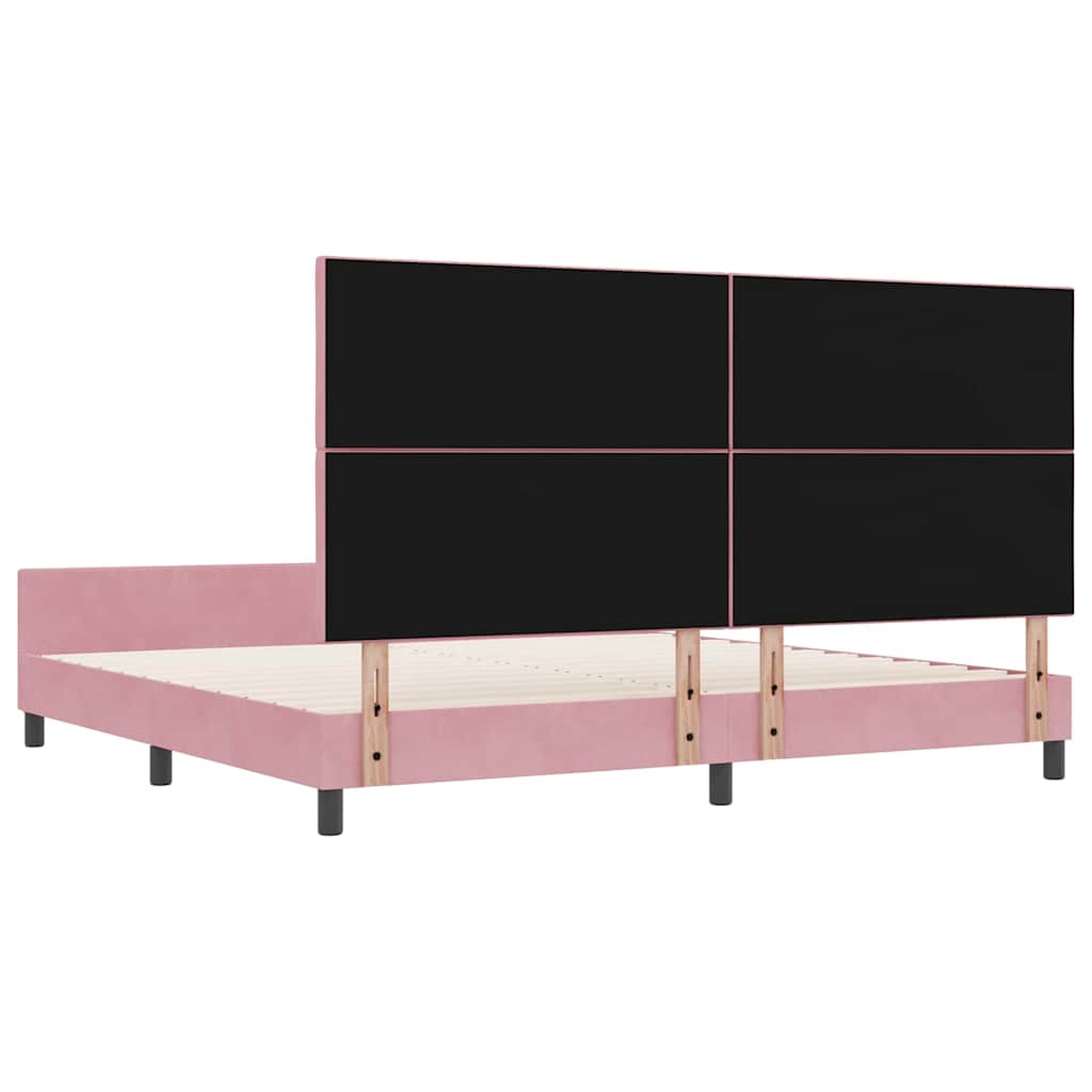 vidaXL Łóżko sprężynowe Z zagłówkiem Różowy 200 x 200 cm Aksamit