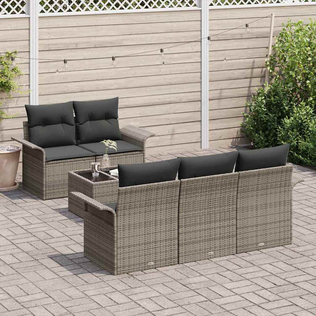 vidaXL Zestaw Sof na Ogród z poduszką 6 pcs Szary 55 x 55 x 37 cm